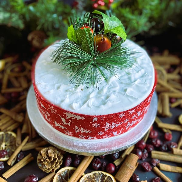 Mannings Bakery Christmas Cake with Royal Icing and Christmas Decoration