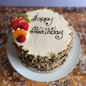 Vanilla Sponge with Jam, Fruit and Fresh Irish Cream. The Classic Birthday Cake