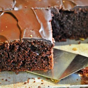 Chocolate slice with ganache topping