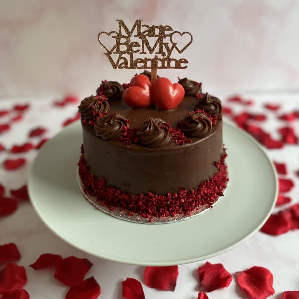 Custom Valentines Chocolate Cake with Topper